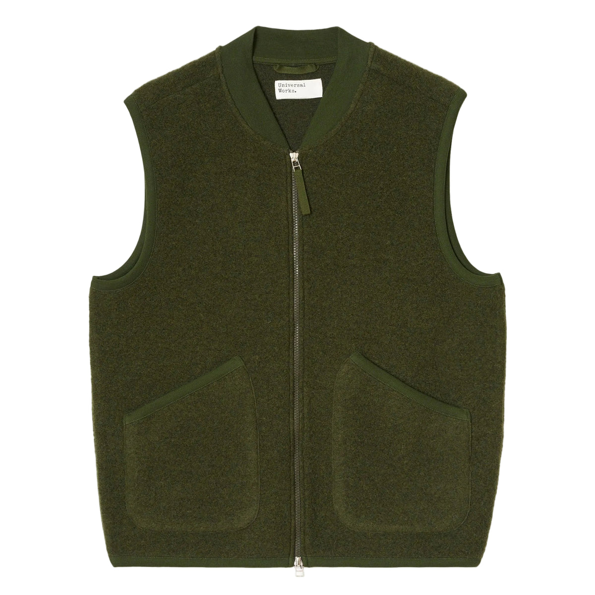 ZIP WAISTCOAT WOOL OLIVE