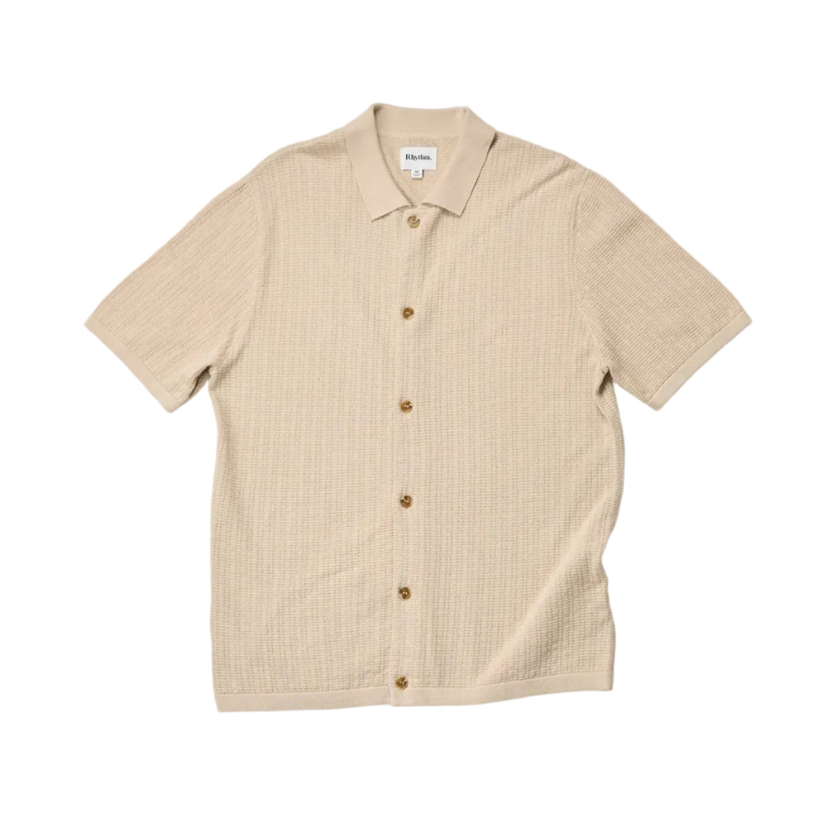 TEXTURED KNIT SS SHIRT STONE