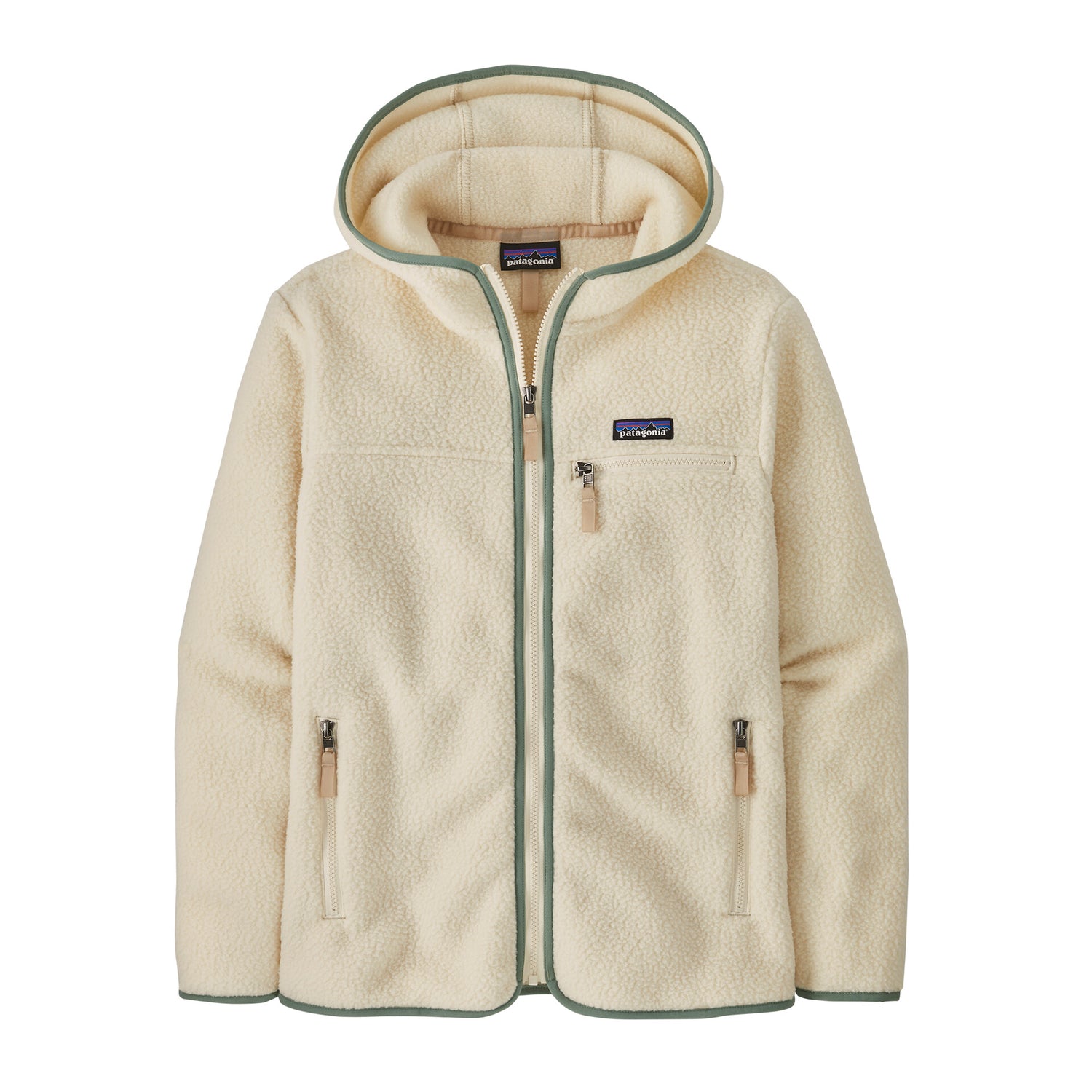W'S RETRO PILE HOODY NATURAL / ELLWOOD GREEN