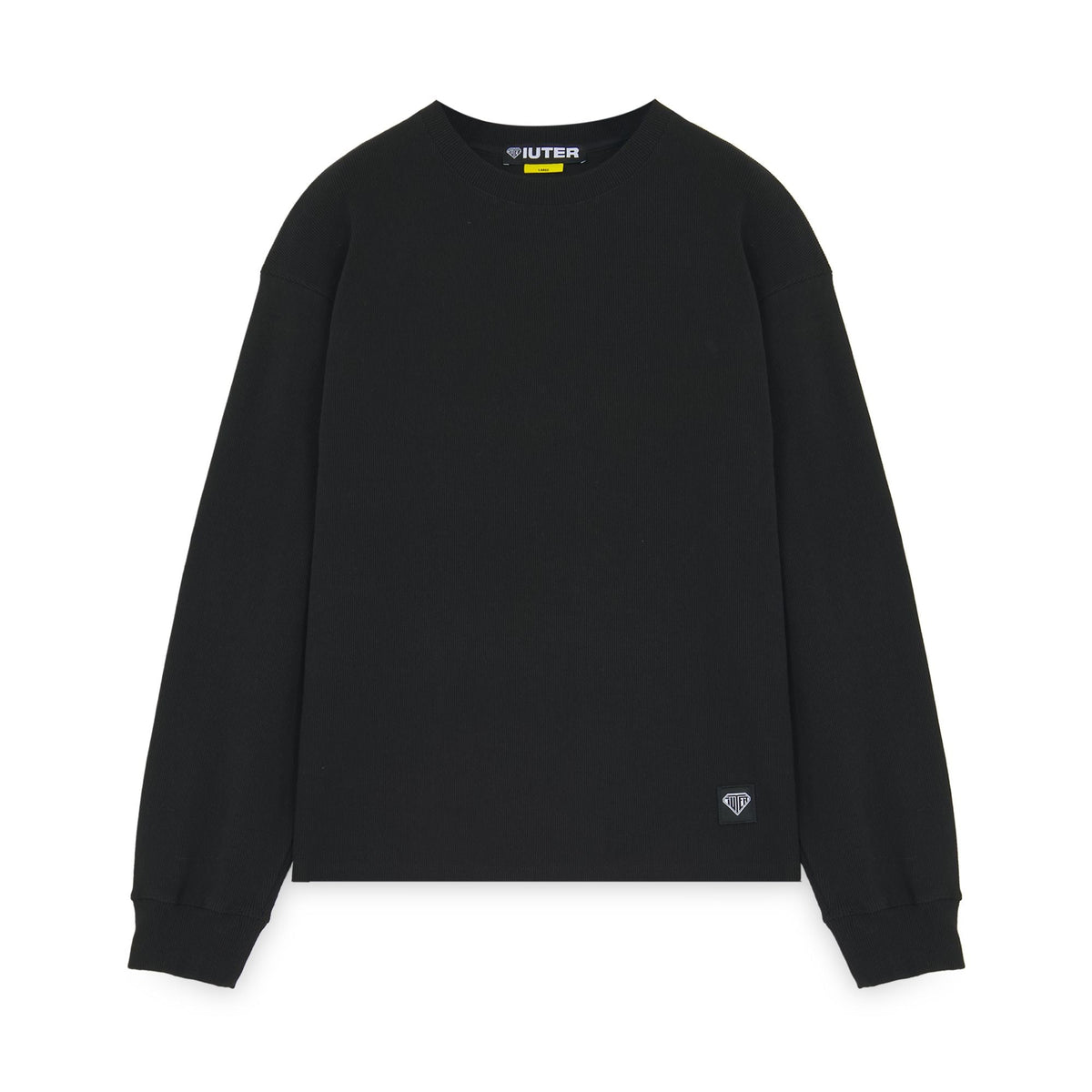 LABEL RIBBED LS TEE BLACK