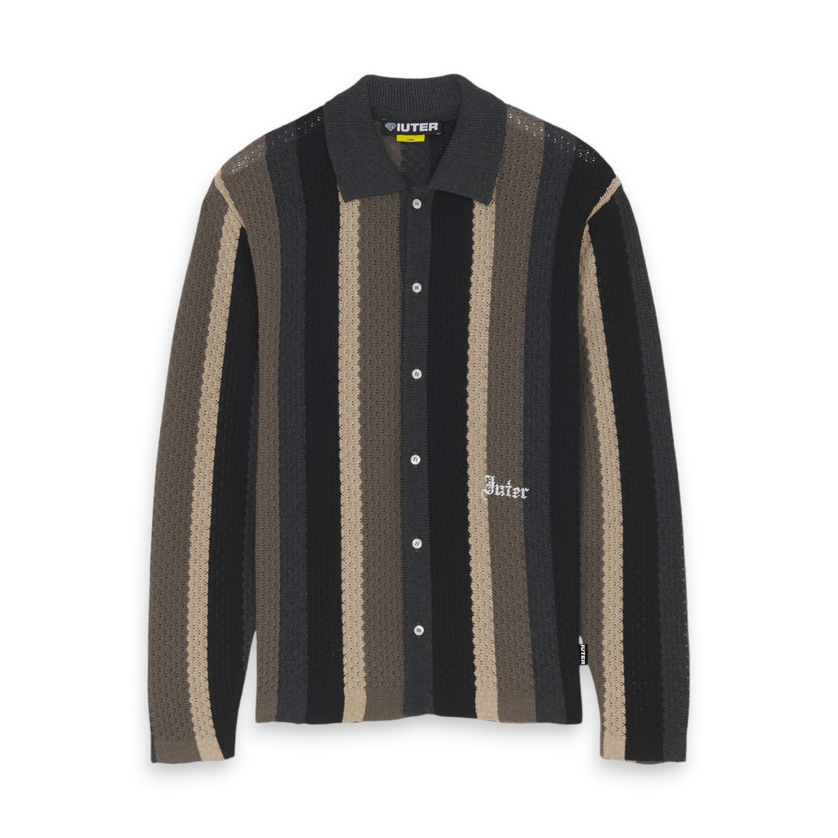 STRIPED KNIT LS SHIRT BLACK