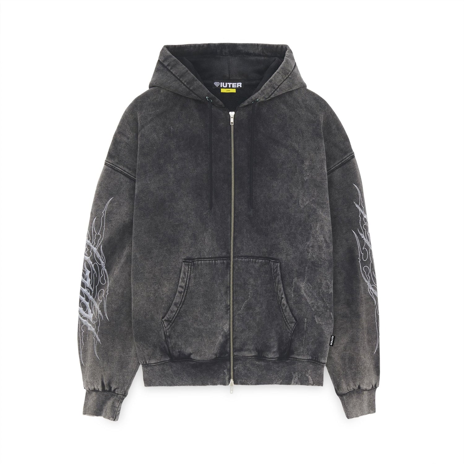 BLACK TRIBAL MARBLE ZIP HOODIE