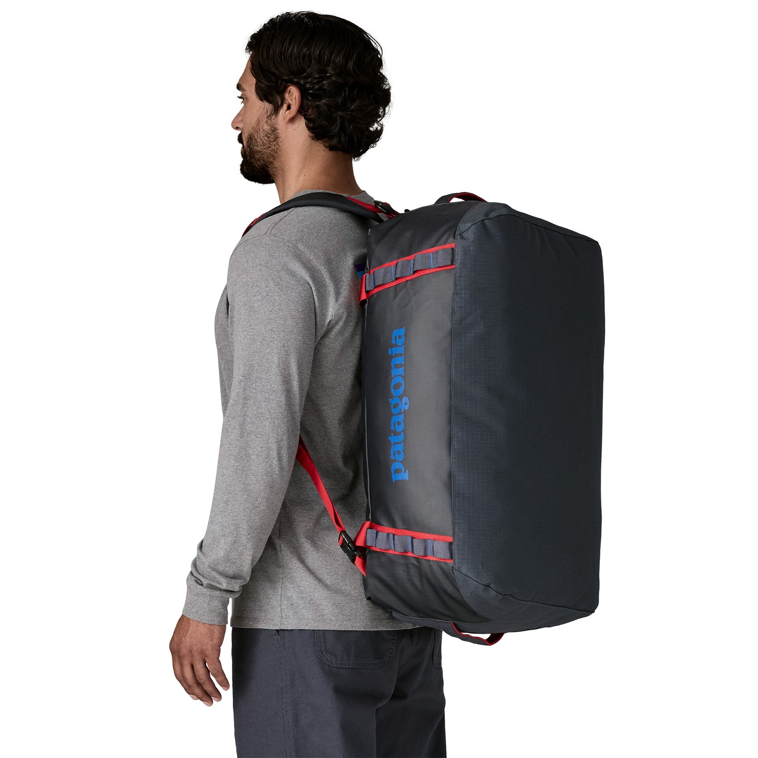 BLACK HOLE DUFFEL 55L SMOLDER BLUE / AMANITA RED