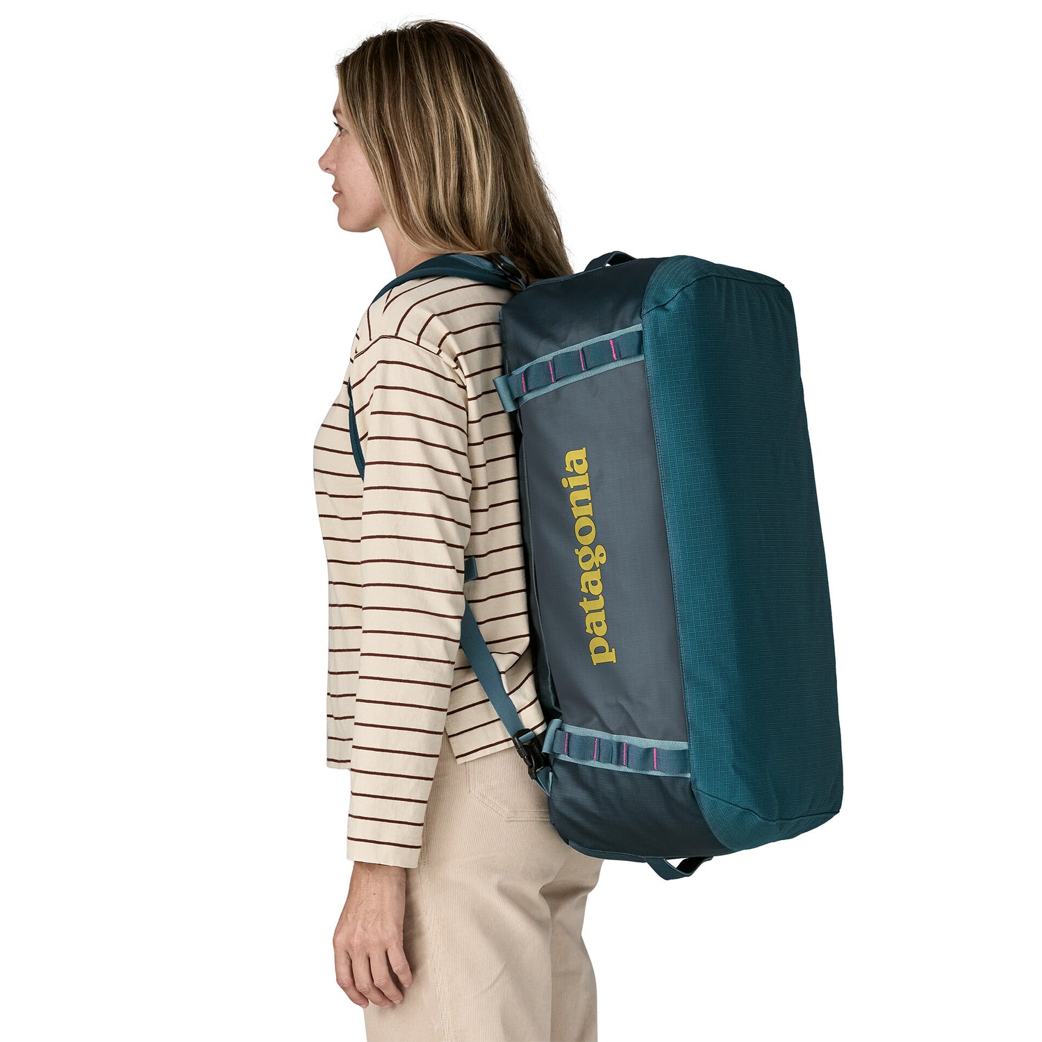 BLACK HOLE DUFFEL 55L TIDAL TEAL / LUMINOUS PINK