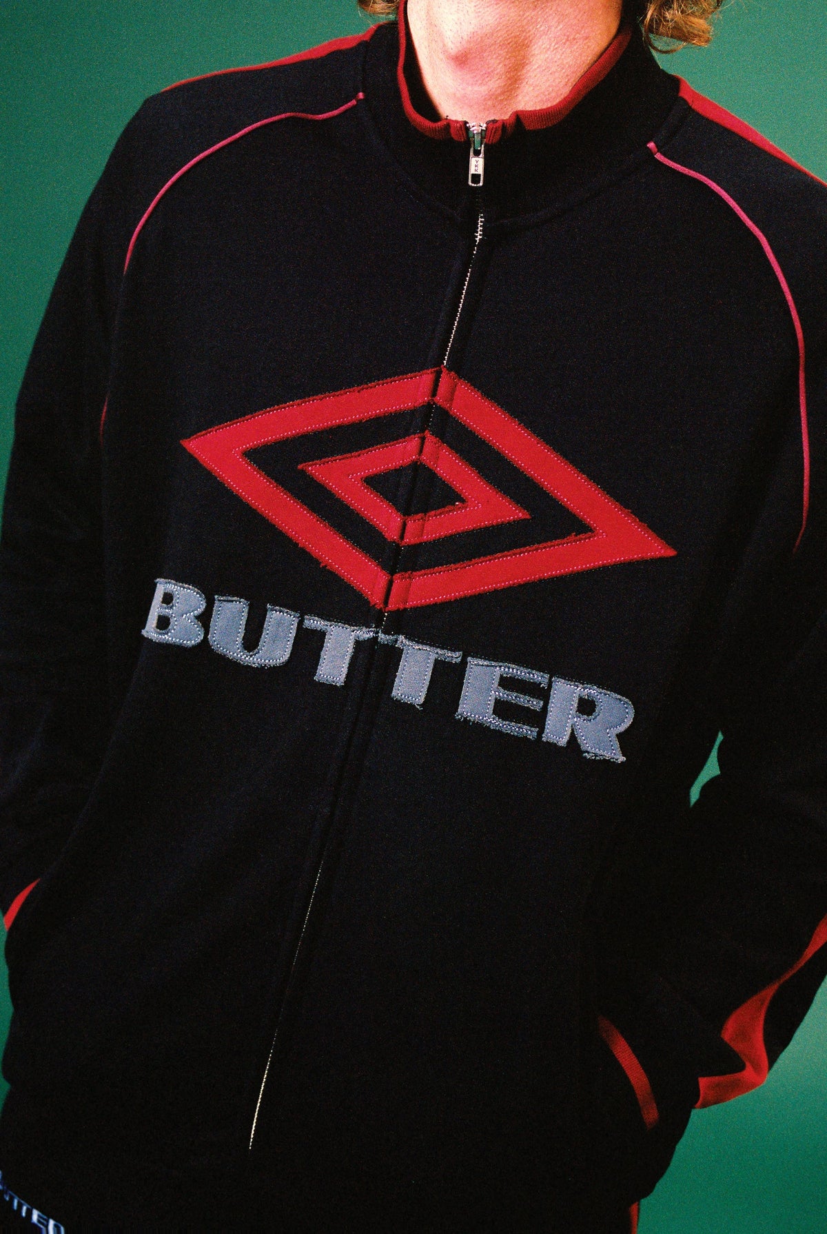DIAMOND FLEECE ZIP-THRU JACKET BLACK