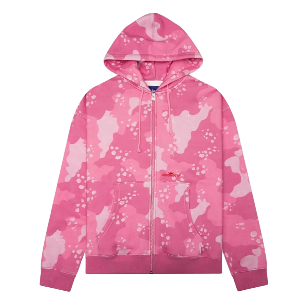 CAMO CROWN LOGO ZIP HOODIE PINK