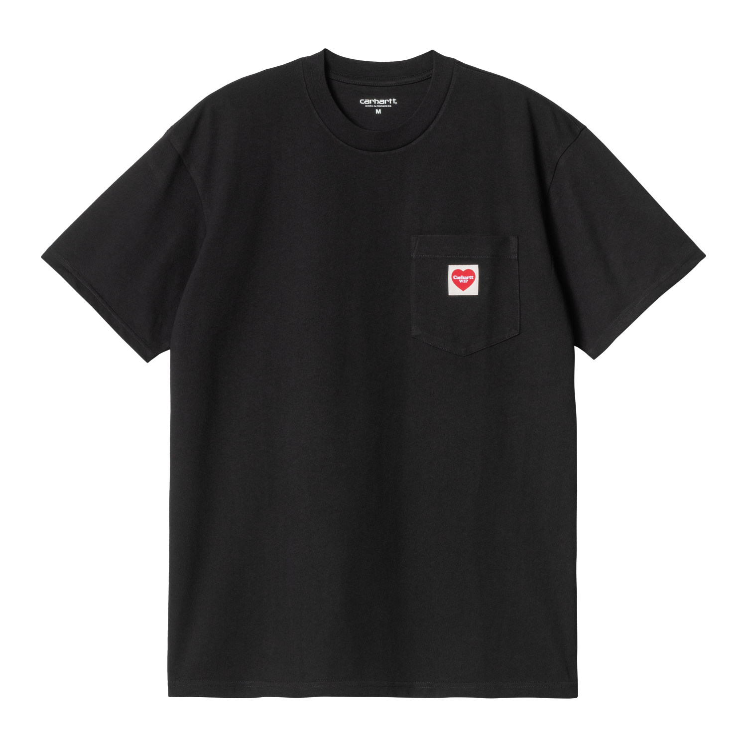 S/S POCKET HEART T-SHIRT BLACK / RED