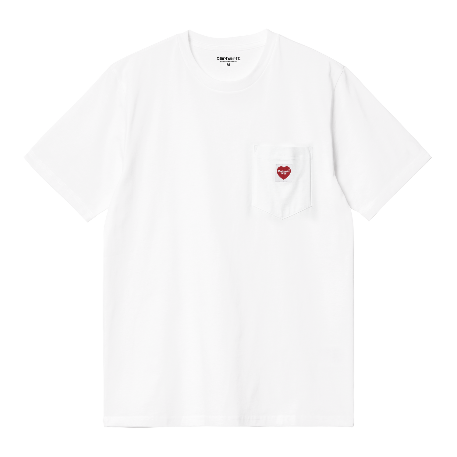 S/S POCKET HEART T-SHIRT WHITE / RED