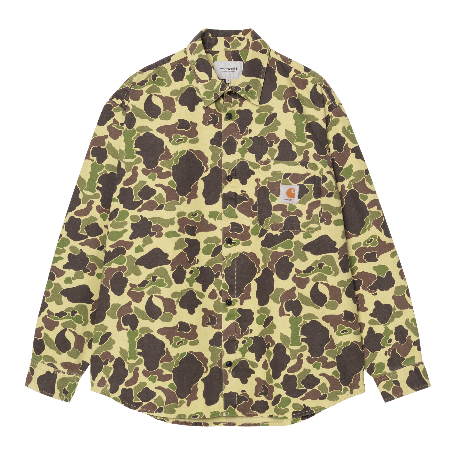 L/S DUCK SHIRT CAMO DUCK GREEN STONE WASHED