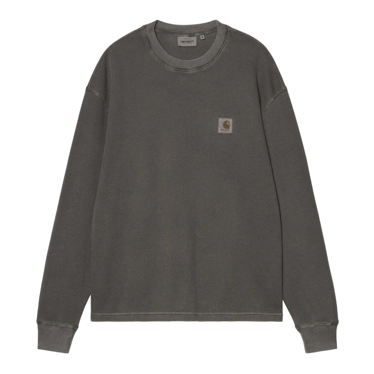 L/S VISTA WAFFLE T-SHIRT BLACK GARMENT DYED