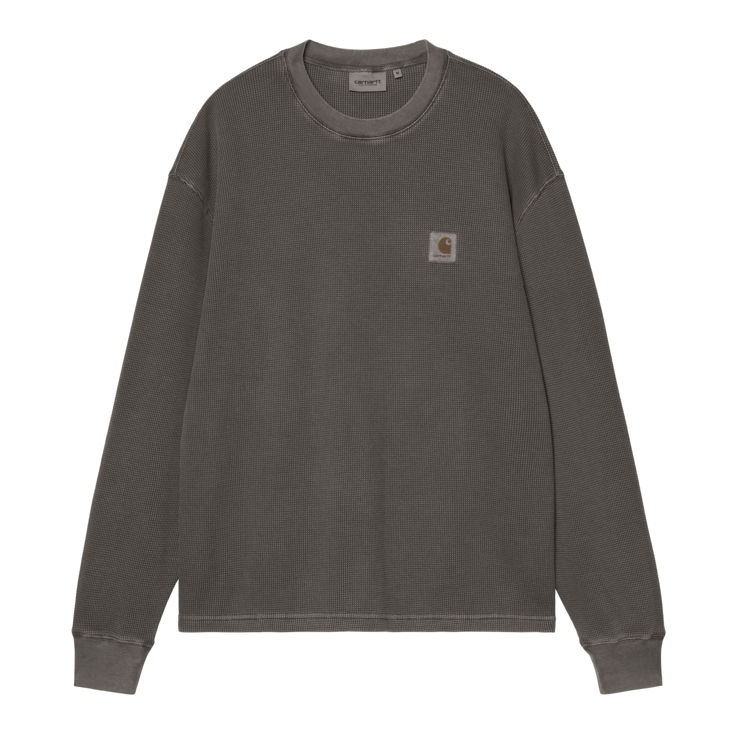 L/S VISTA WAFFLE T-SHIRT BLACK GARMENT DYED