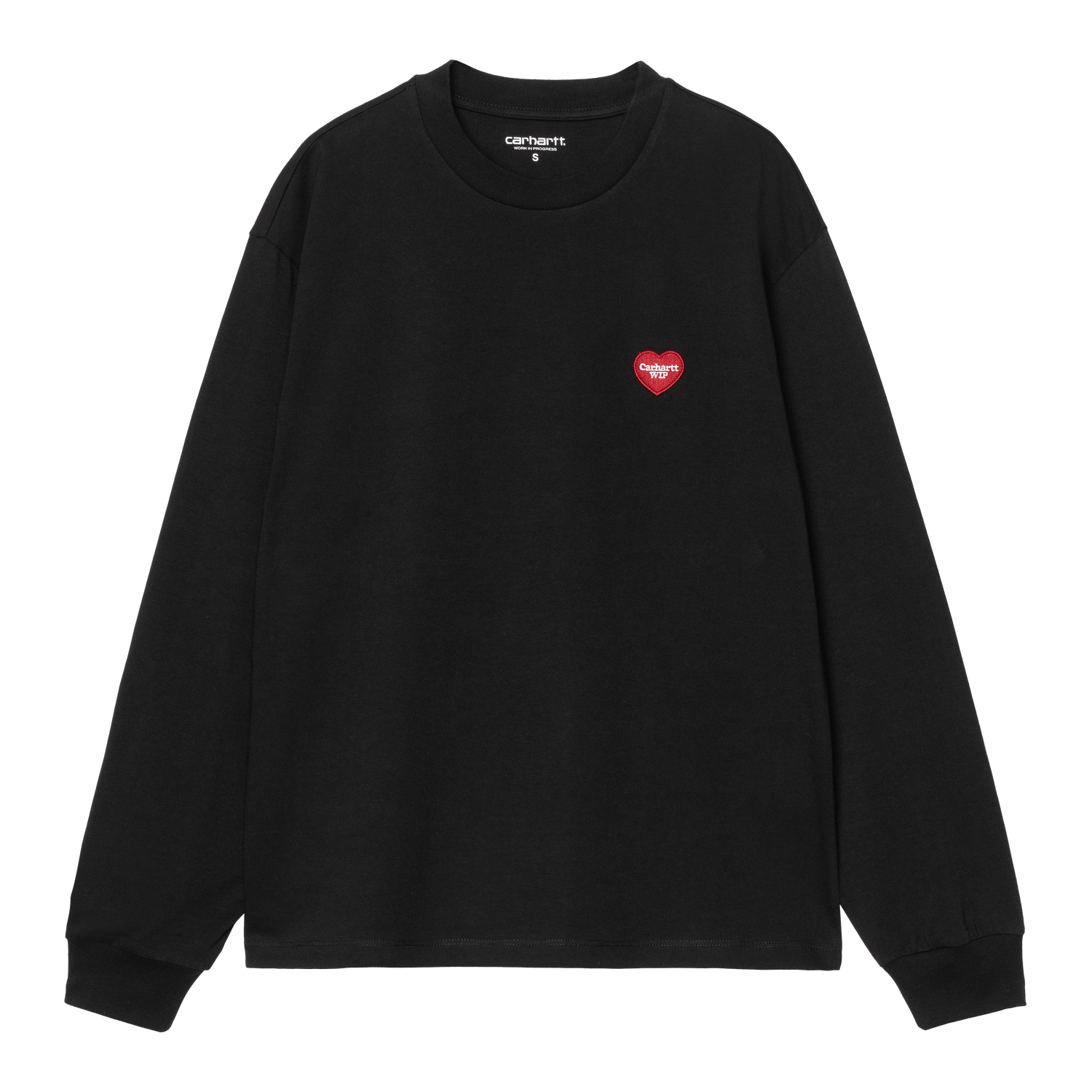W' L/S HEART PATCH T-SHIRT BLACK / RED