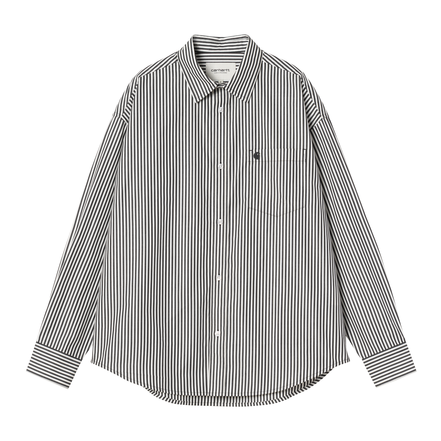 W‘ L/S DALDRY SHIRT DALDRY STRIPE, BLACK / WAX