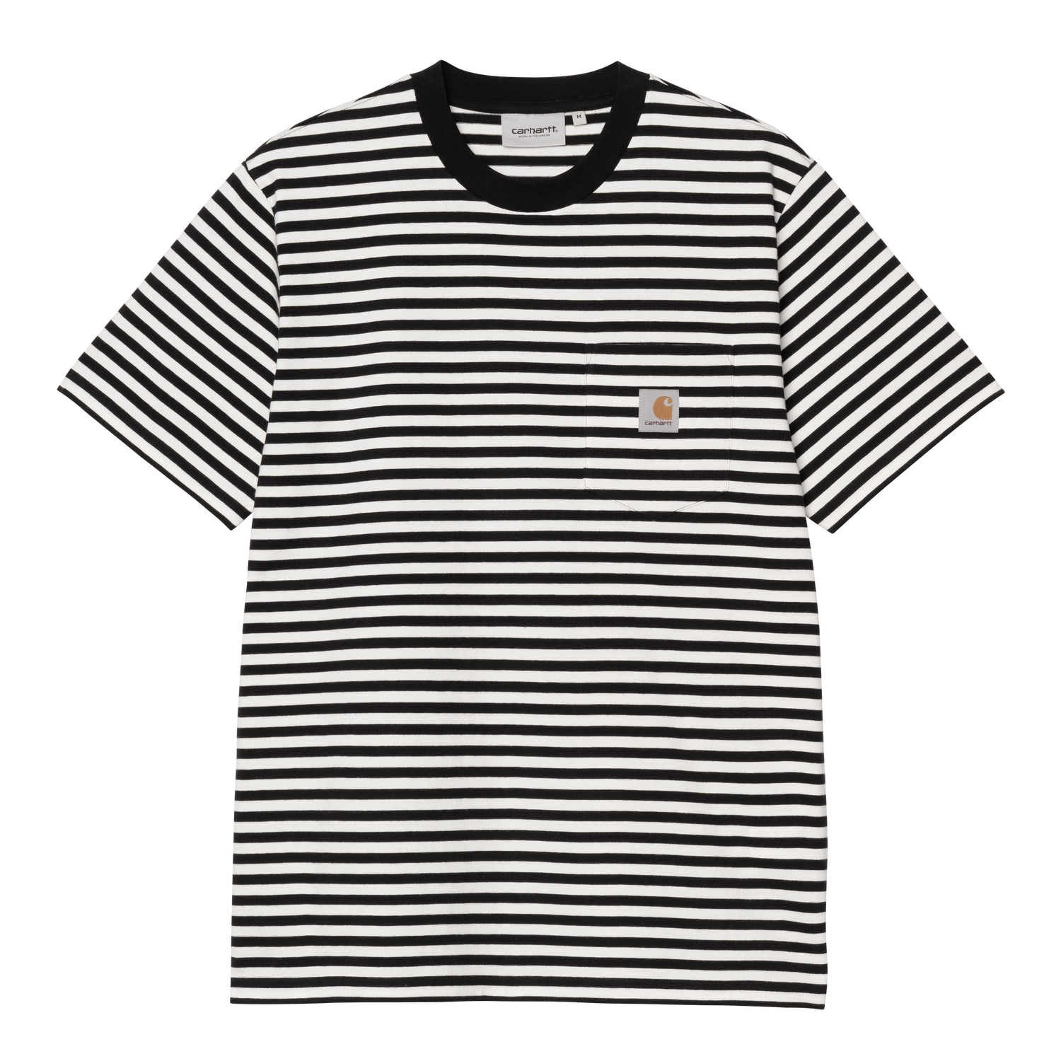 S/S EZRA POCKET T-SHIRT EZRA STRIPE, BLACK / WAX