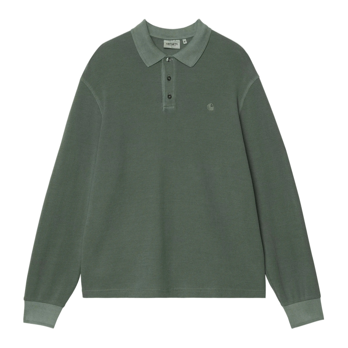 L/S WAFFLE RUGBY SHIRT DARK SCARAB GARMENT DYED