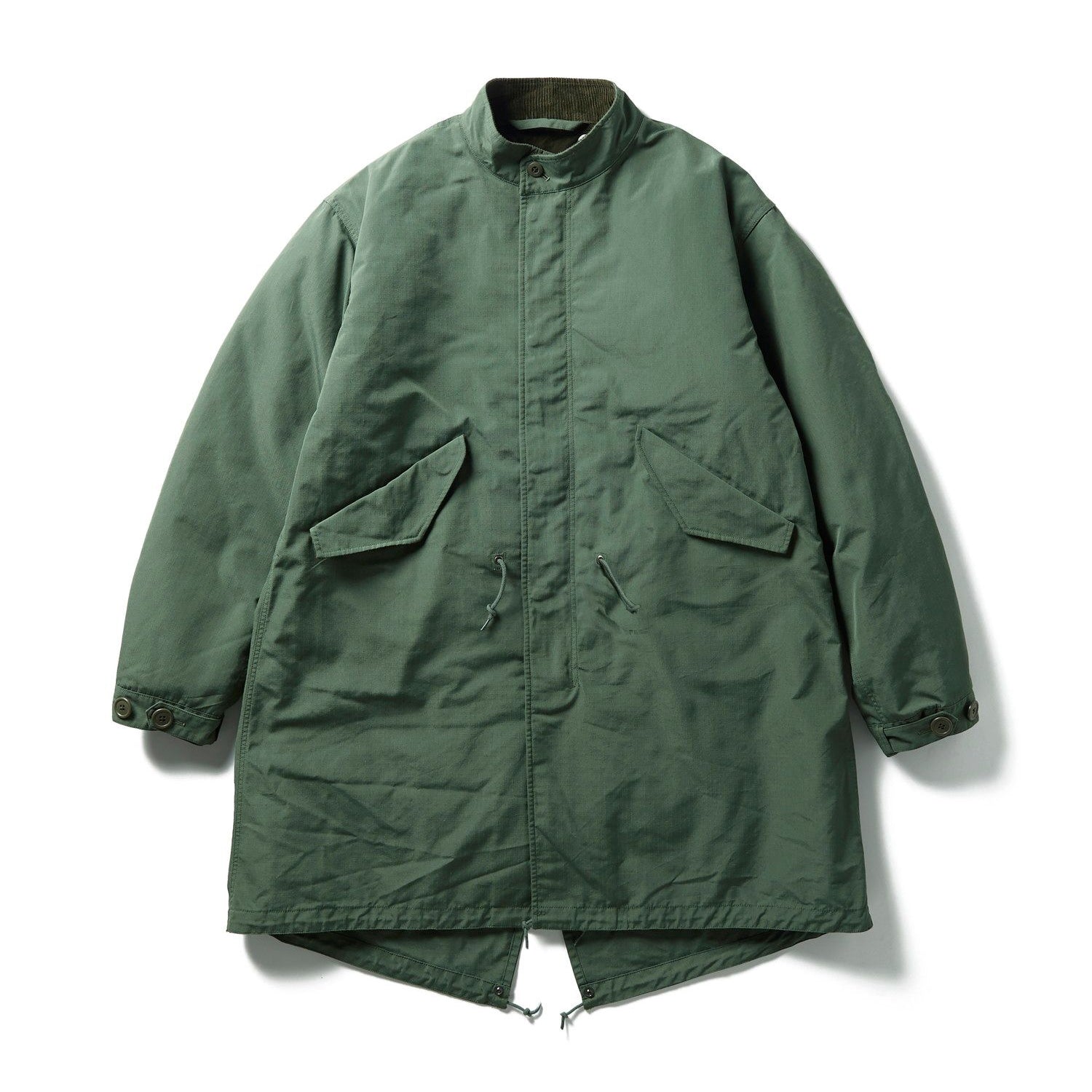 TAKIBI RIPSTOP ADJUSTABLE FISHTAIL COAT OLIVE