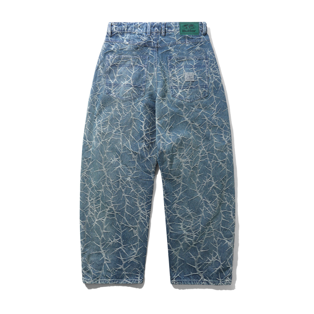 THORN CAMO WIDE CUT DENIM JEANS WASHED INDIGO
