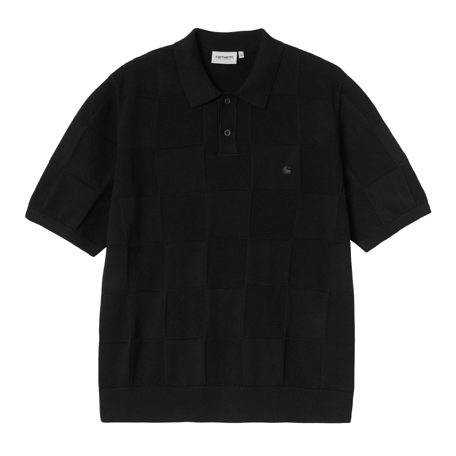 S/S CHECKER POLO BLACK