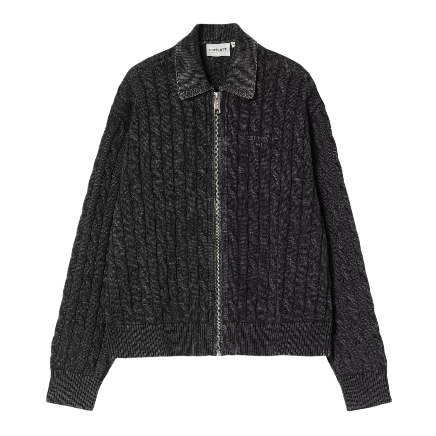 W' CARTER SWEATER JACKET BLACK GARMENT DYED