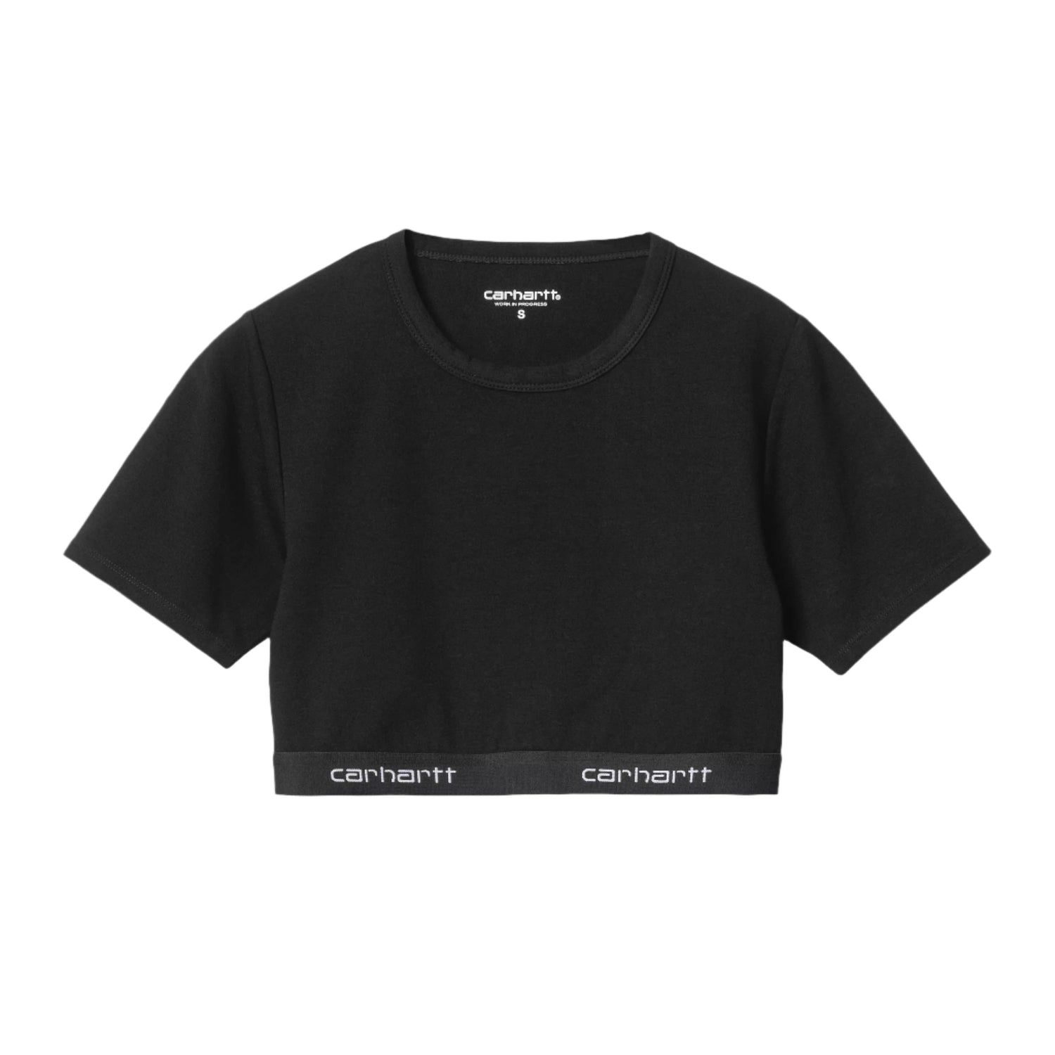 W' SCRIPT CROP TOP BLACK
