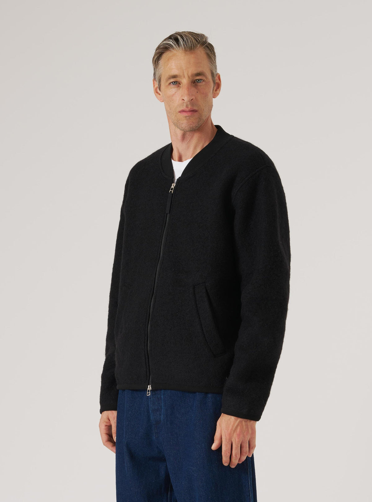 ZIP BOMBER WOOL BLACK