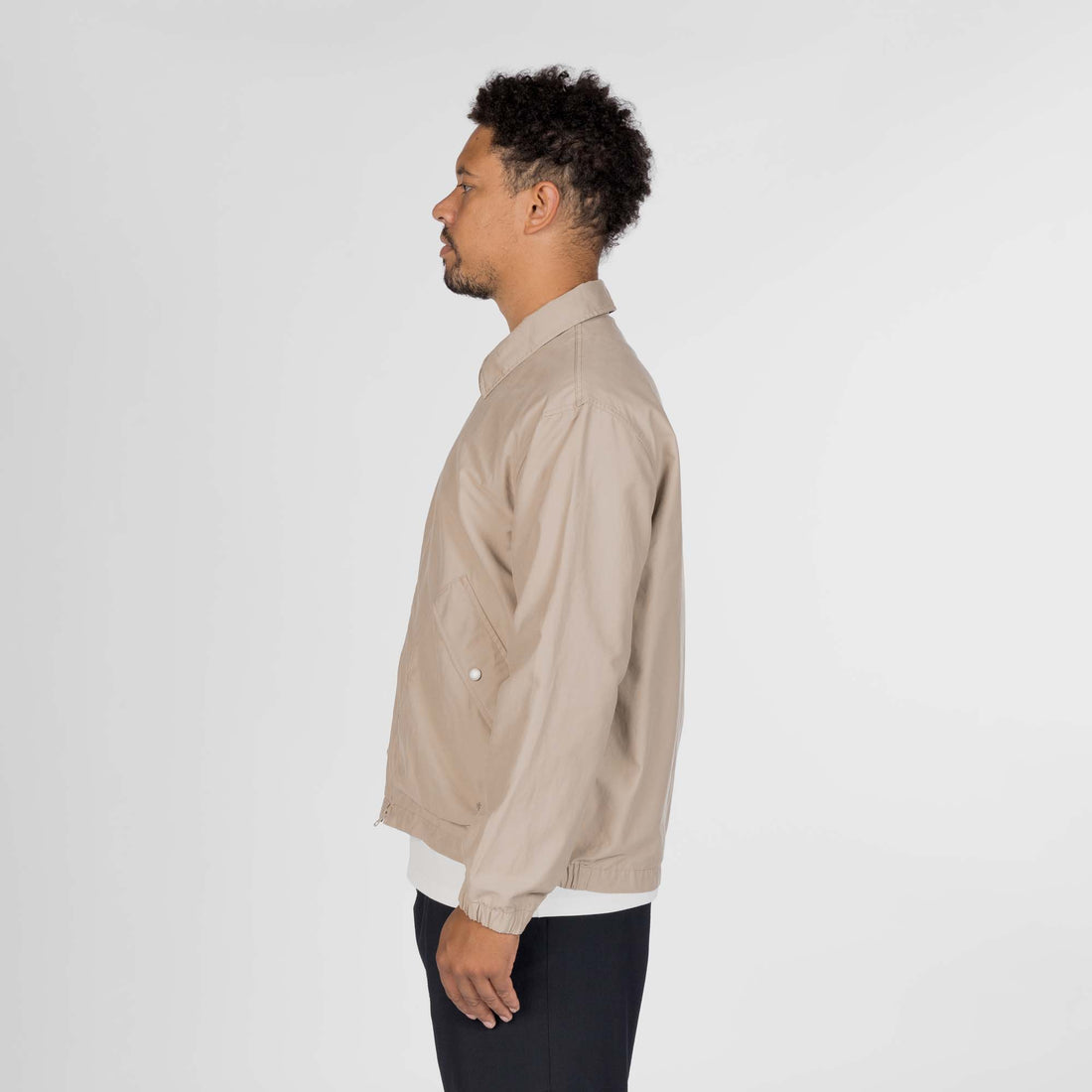 LIGHT DOBBY CLOTH HARRINGTON JACKET GREIGE