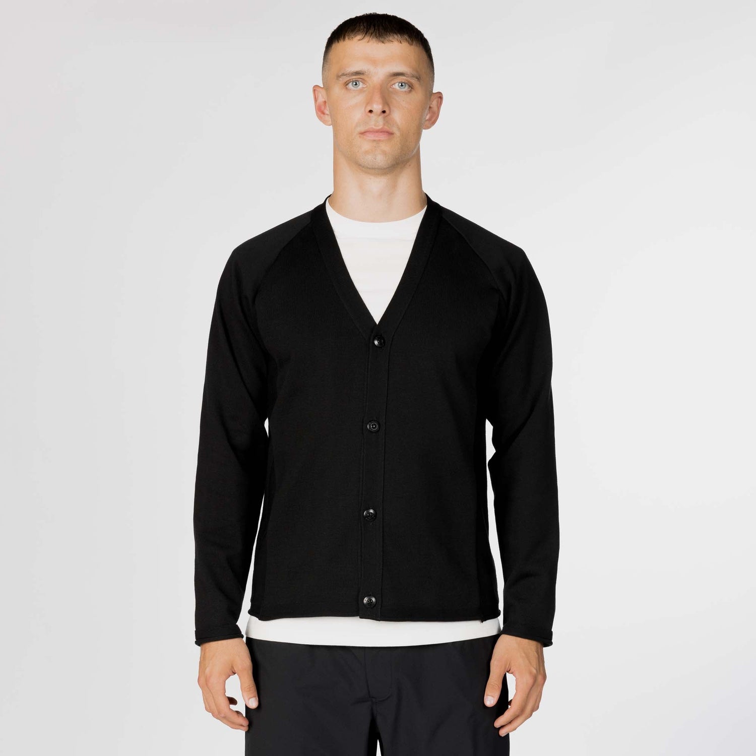 WATER-REPELLENT KNIT CARDIGAN BLACK