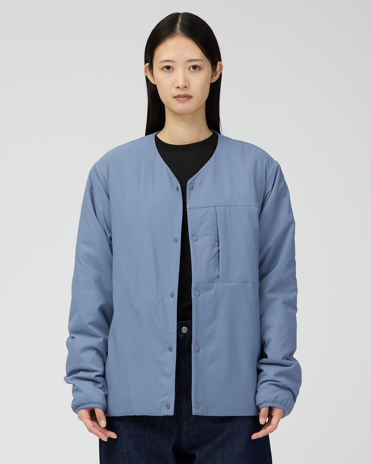 FLEXIBLE INSULATED CARDIGAN LIGHT BLUE