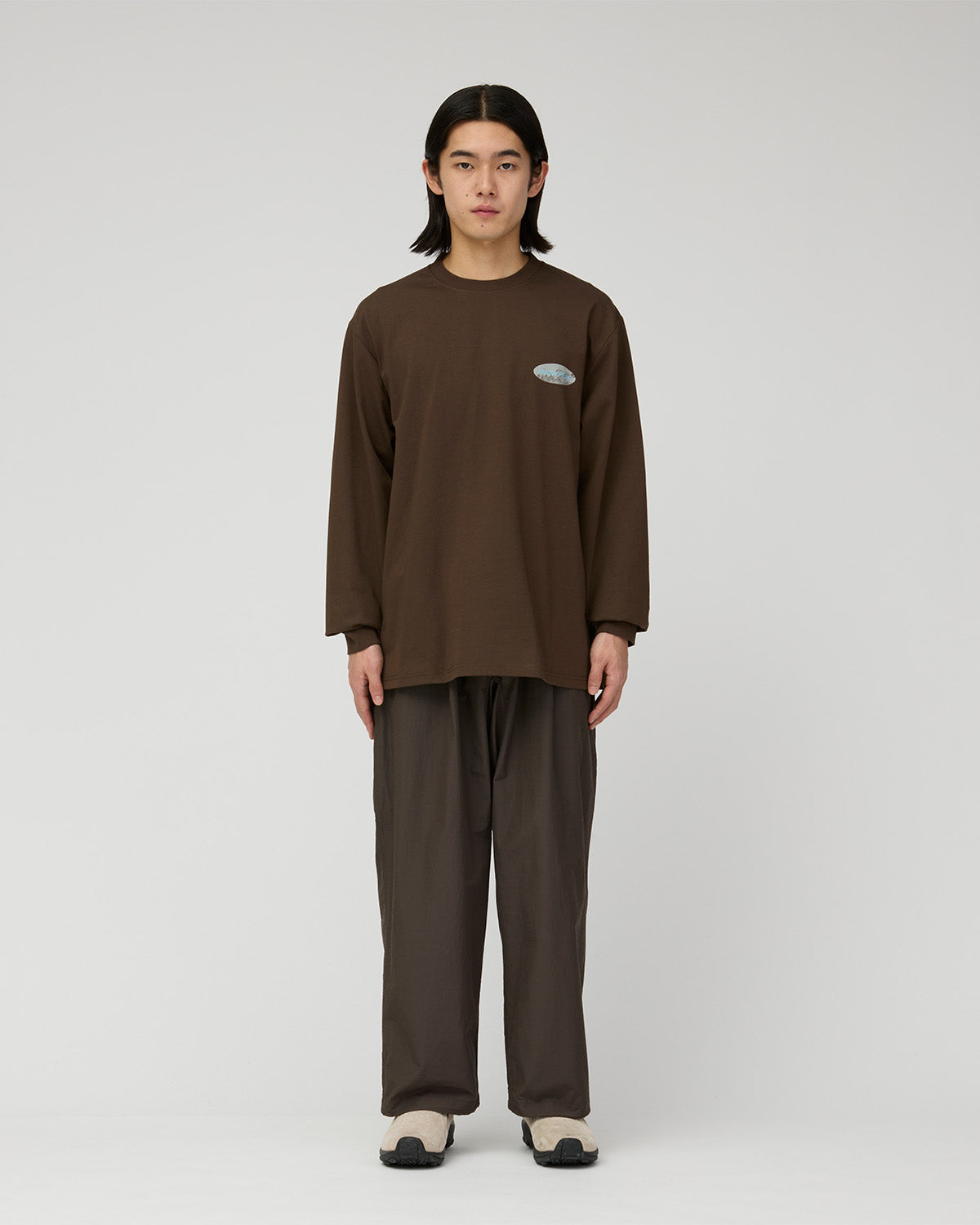 WOOL NYLON TAFFETA TROUSERS DARK BROWN