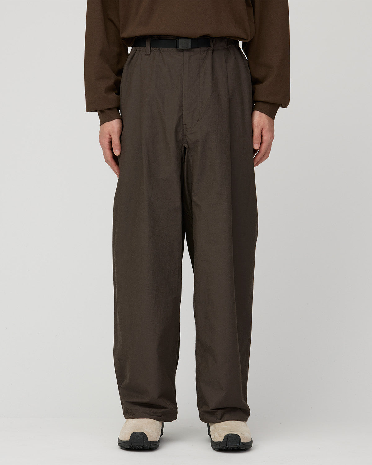 WOOL NYLON TAFFETA TROUSERS DARK BROWN