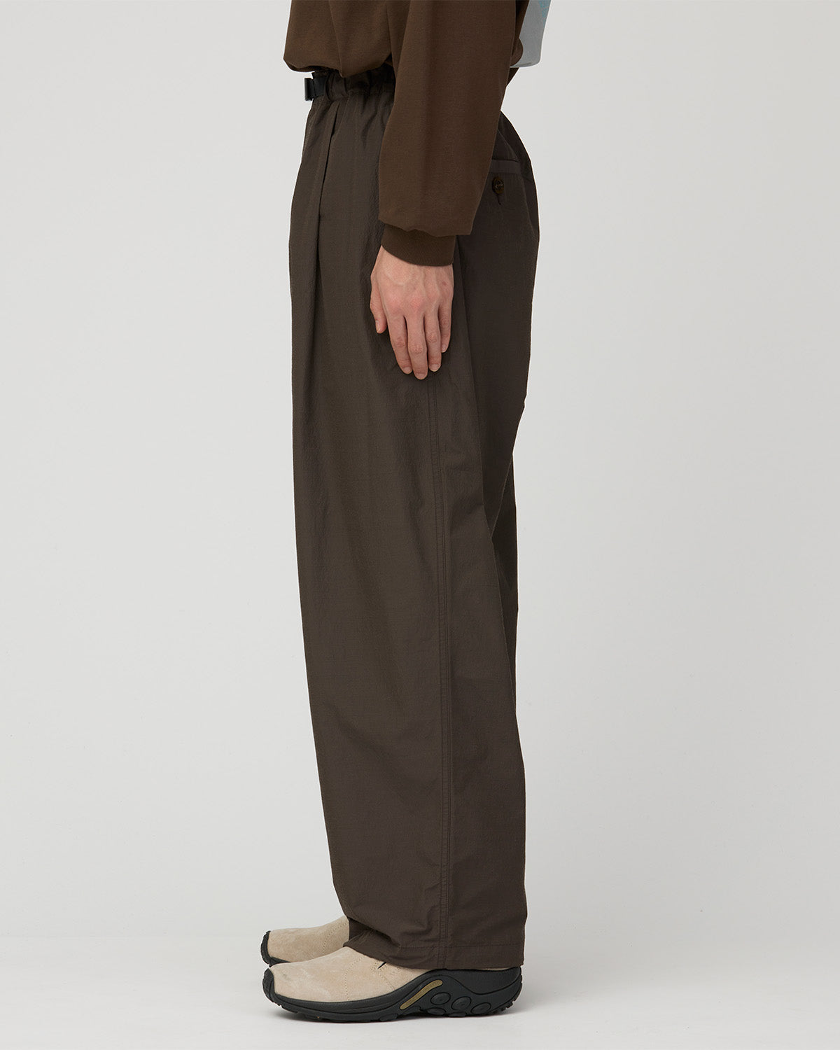 WOOL NYLON TAFFETA TROUSERS DARK BROWN