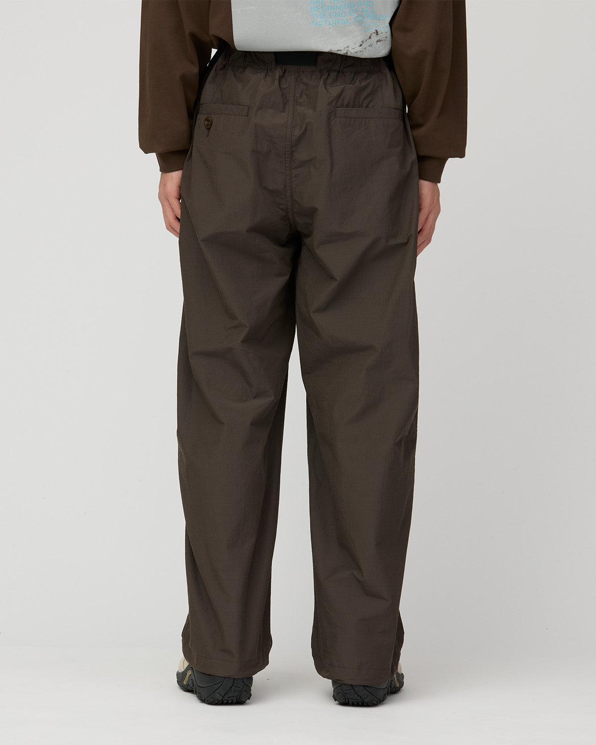 WOOL NYLON TAFFETA TROUSERS DARK BROWN
