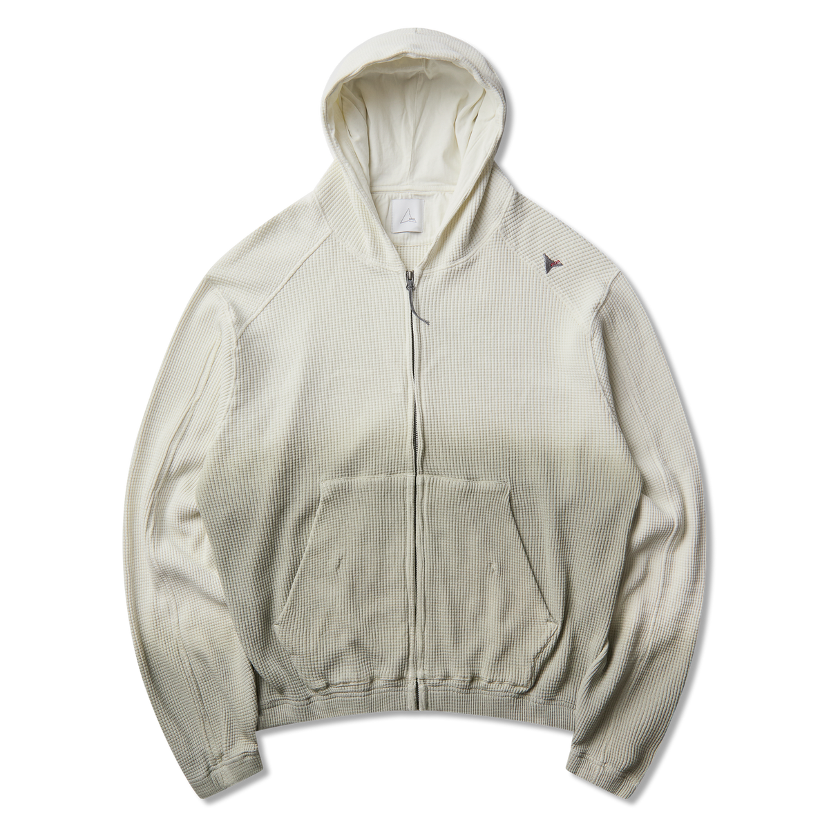 BEE SUN FADED ORGANIC WAFFLE ZIP UP HOODIE DIRTY WHITE
