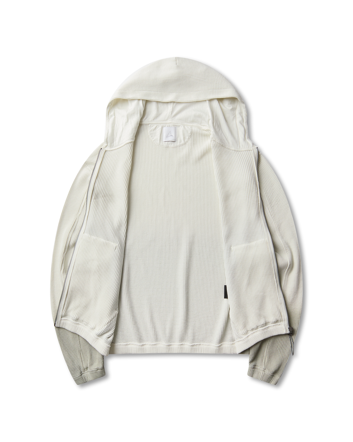 BEE SUN FADED ORGANIC WAFFLE ZIP UP HOODIE DIRTY WHITE