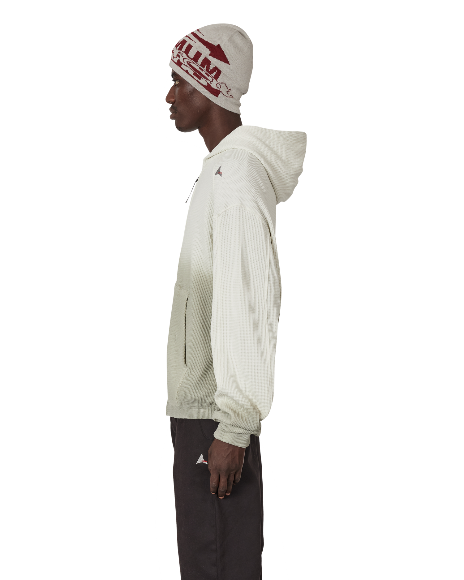BEE SUN FADED ORGANIC WAFFLE ZIP UP HOODIE DIRTY WHITE