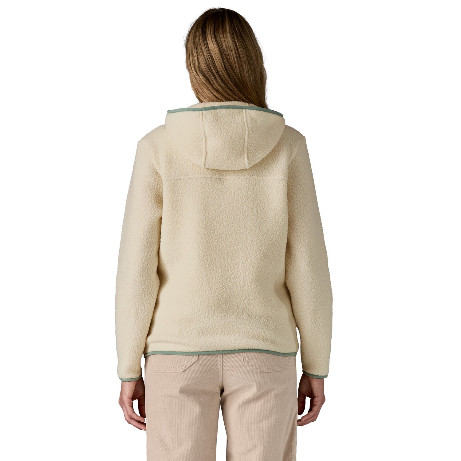 W'S RETRO PILE HOODY NATURAL / ELLWOOD GREEN