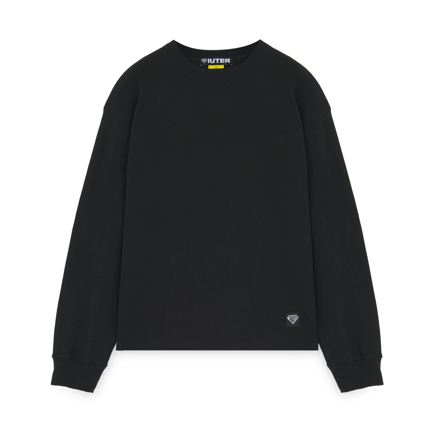 LABEL RIBBED LS TEE BLACK
