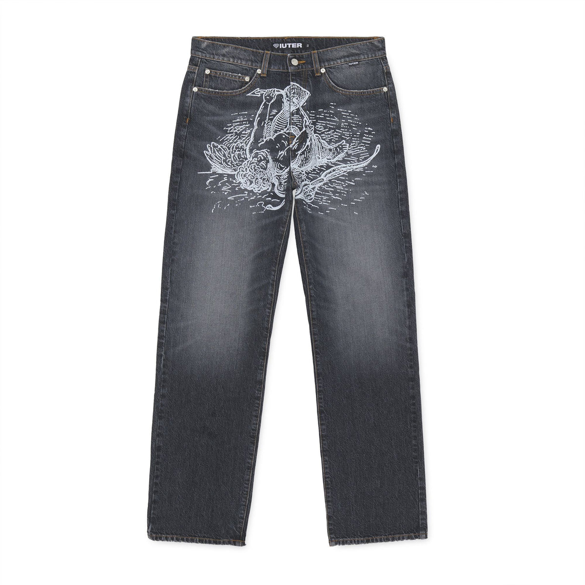 DAMAGE LOOSE DENIM PANTS CHARCOAL