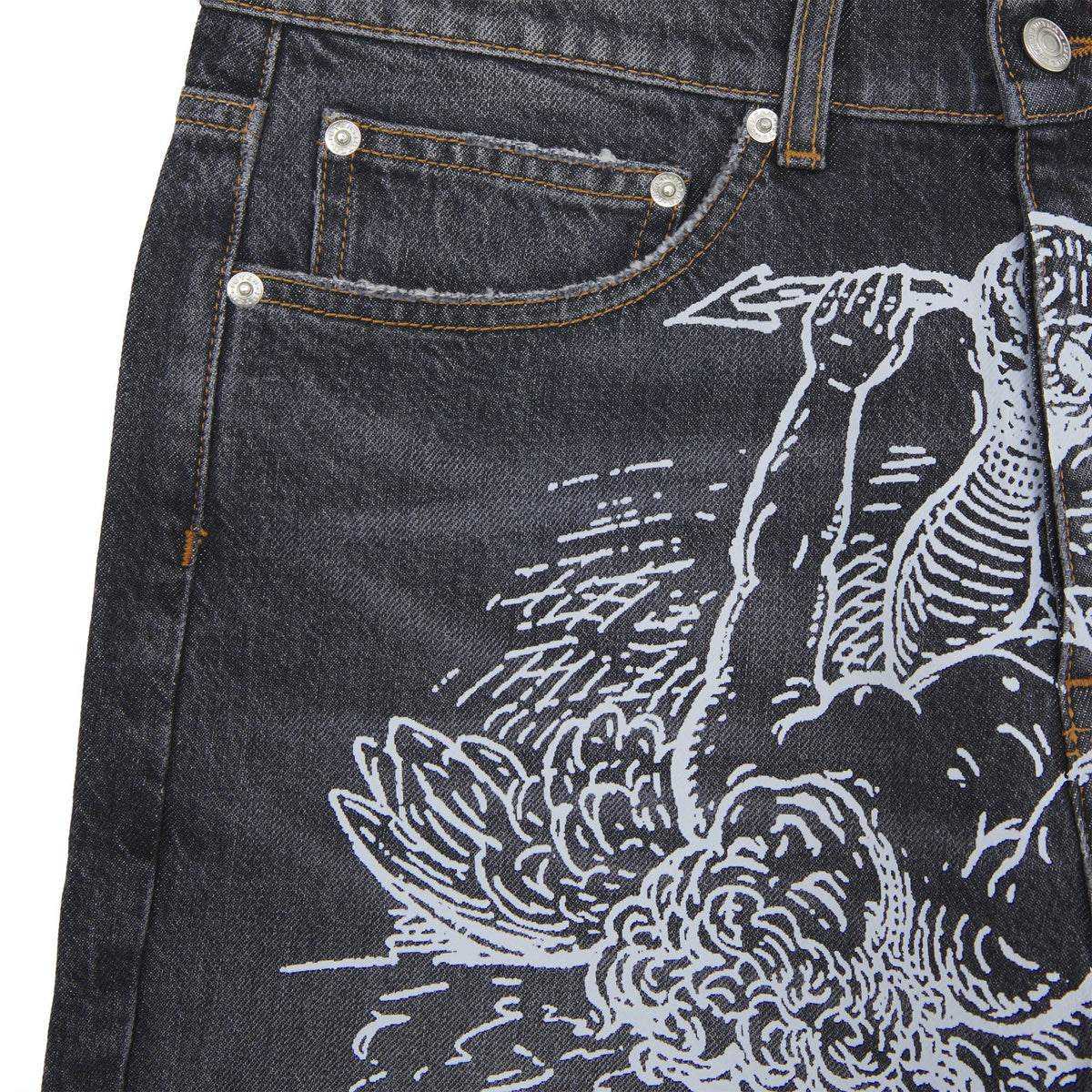DAMAGE LOOSE DENIM PANTS CHARCOAL