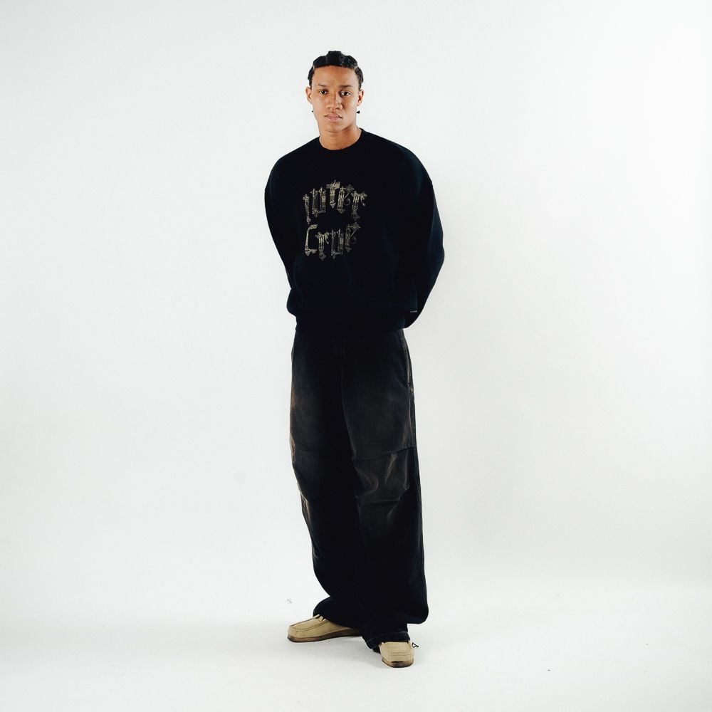 DYED TRUE PARACHUTE DENIM PANTS BROWN