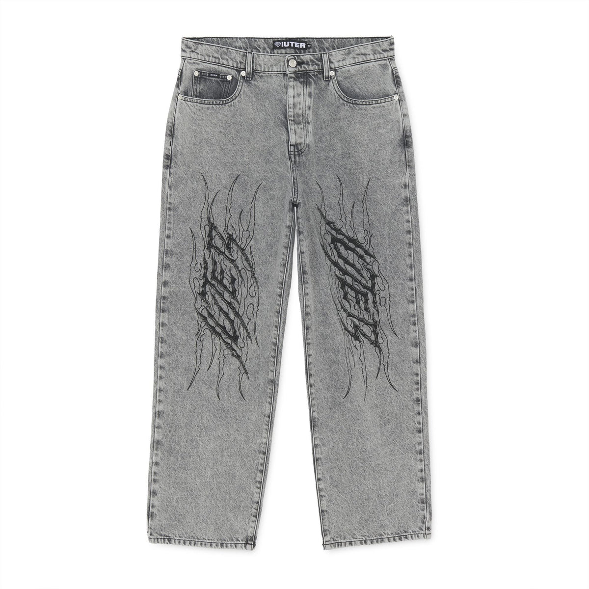 TRIBAL BAGGY DENIM PANTS GREY