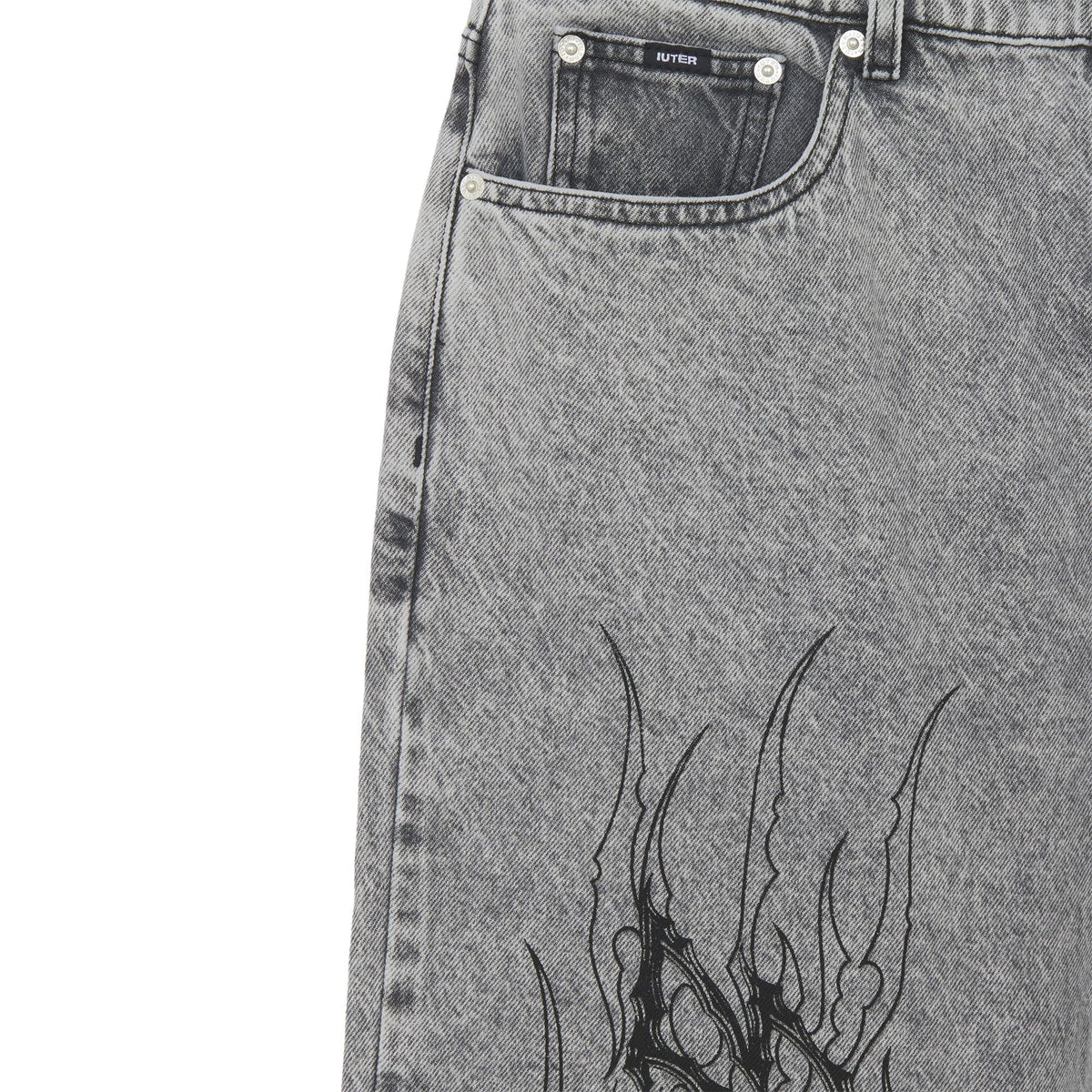 TRIBAL BAGGY DENIM PANTS GREY