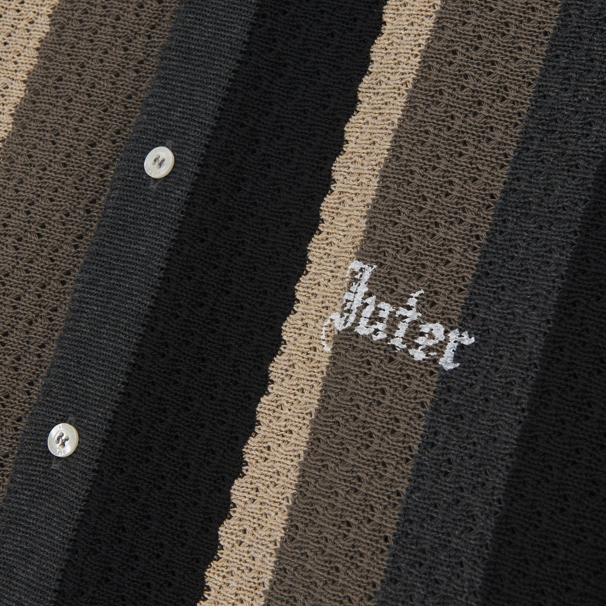 STRIPED KNIT LS SHIRT BLACK