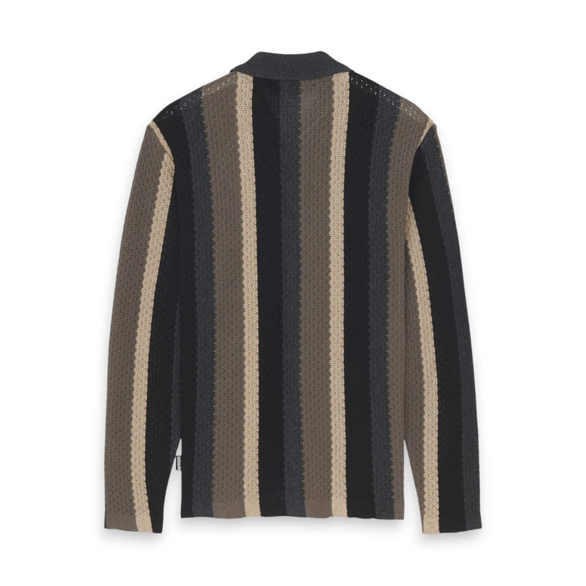 STRIPED KNIT LS SHIRT BLACK