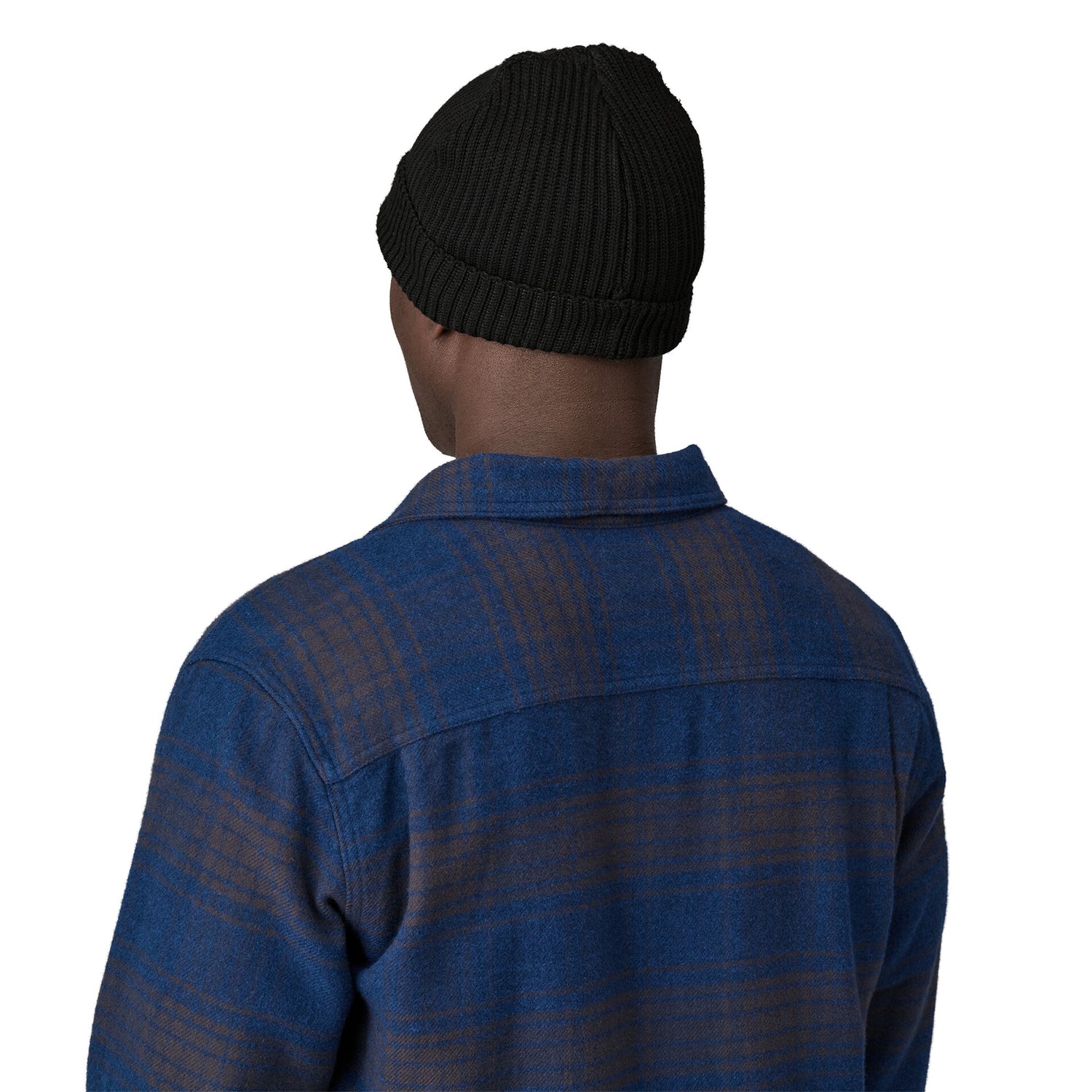 FISHERMANS ROLLED BEANIE BLACK