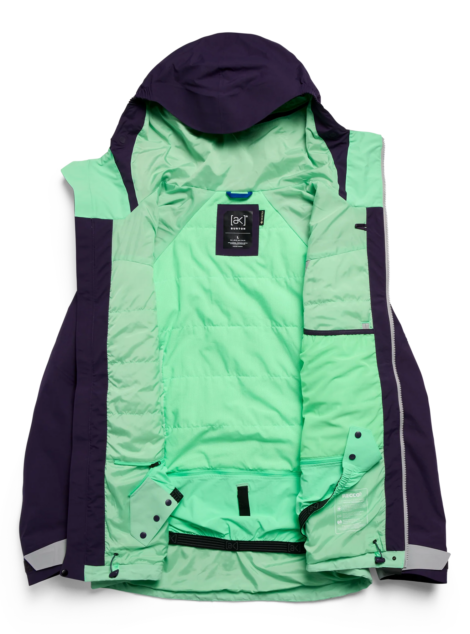 [AK] SWASH  INSULATED GORE-TEX 2L JACKET NIGHTSHADE PURPLE / APPARITION GRAY / GREEN VOLTAGE