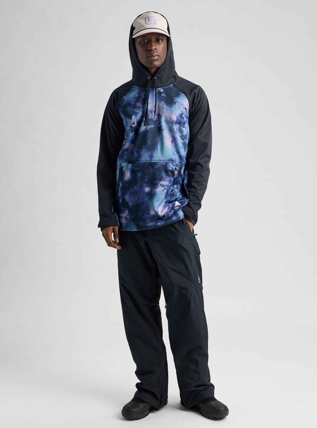 CROWN WEATHERPROOF RIDING PULLOVER HOODIE CRYSTAL DYE / TRUE BLACK