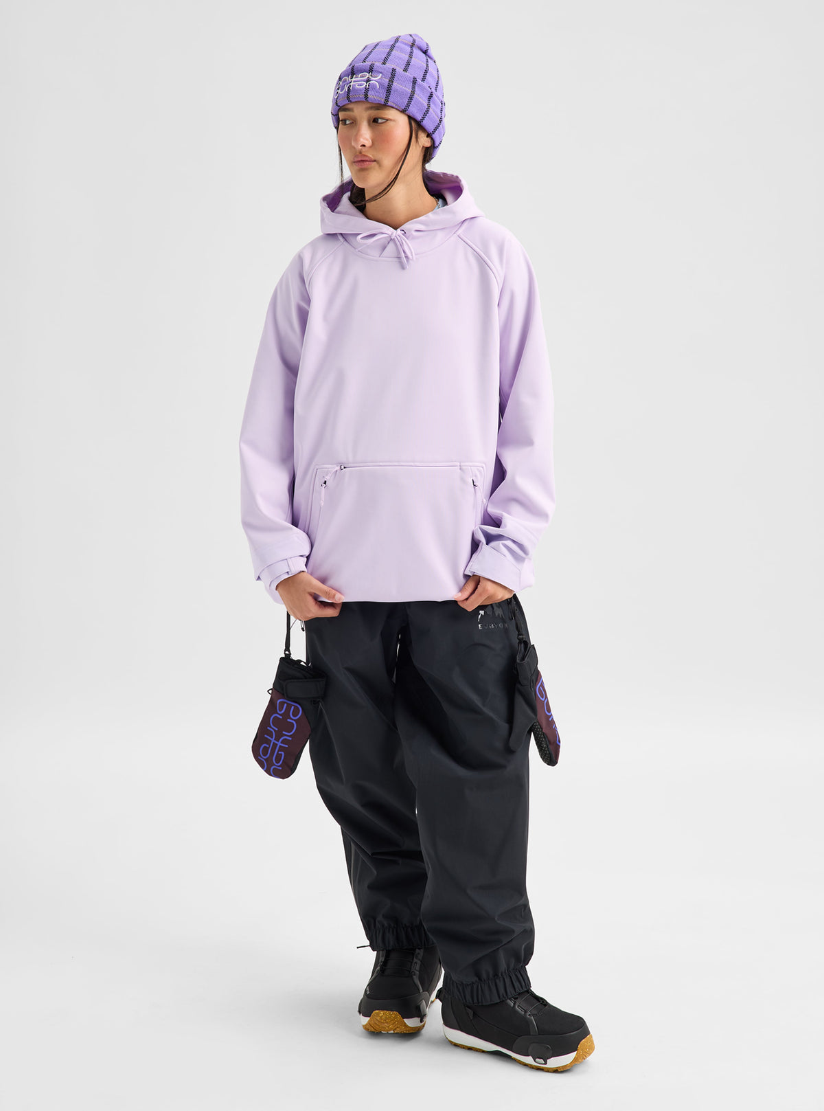 CROWN WEATHERPROOF RIDING PULLOVER HOODIE MOONDUST PURPLE