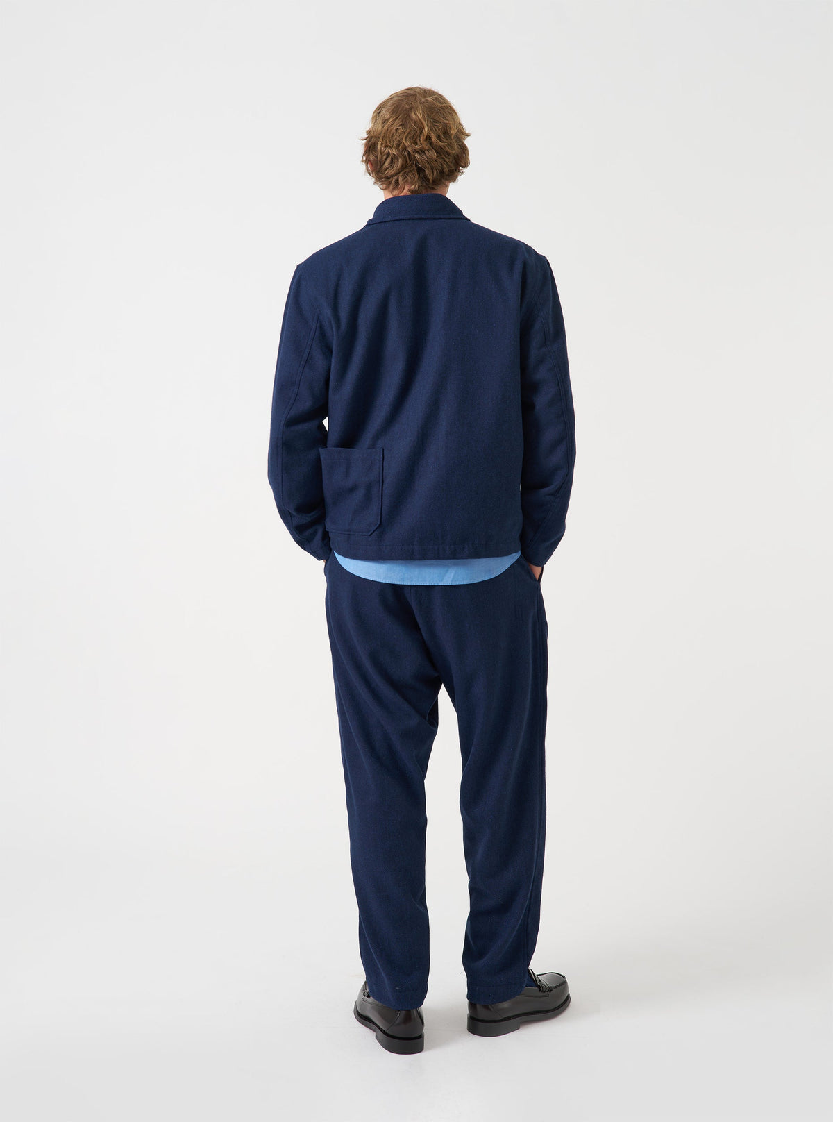 IVES JACKET WOOL HERRINGBONE NAVY