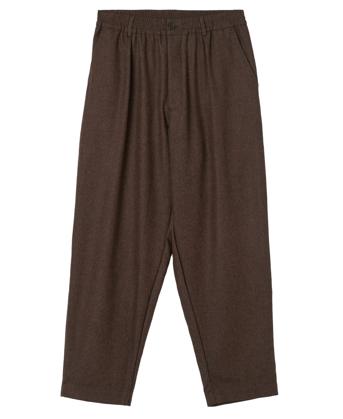 PLEATED TRACK PANT TWEED BROWN